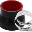 ID 3-1/2 to 4-1/2 inches Straight Black Silicone Reducer Coupler with 2 T-Bolt Clamps 4 Layers of Polyester Reinforcement Suitable High Level Turbo Pipe