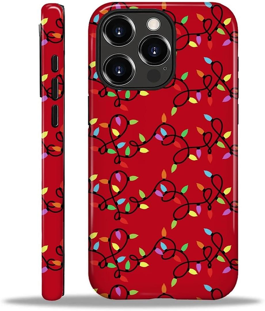 artslion for iPhone 16 Pro Max Case for Women Girl Men Boy, Compatible with MagSafe, Shockproof Soft Silicone & Hard PC Shell Protective Case for iPhone 16 Pro Max - Christmas Flavor Lights Red