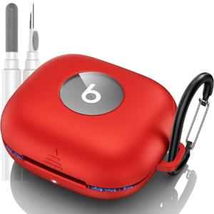 for Beats Powerbeats Pro 2 Case Cover, Shockproof Magnetic Case for Powerbeats Pro 2 2025 Wireless Earbuds, Magnetic Lock Lid Protective Cover with Cleaner Kit & Carabiner (Red)