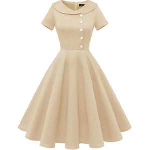 Wedtrend Women's 1950s Vintage Audrey Hepburn Style Cocktail Swing Dresses (Champagne) XS Wedtrend Women's 1950s Vintage Audrey Hepburn Style Cocktail Swing Dresses (Champagne) XS