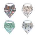 Copper Pearl 4 Pack Soft Cotton Baby Bibs for Drooling and Teething, Absorbent Drool Bibs for Baby Girl and Boy, Adjustable to Fit Newborns to Toddlers, Tons of Styles (Bengal)