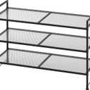 Simple Houseware 3-Tier Stackable Mesh Shoe Rack, Black