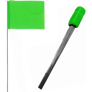 100 Pack Marking Flags 4-Inch by 5-Inch Stake Flags with 16-Inch Wire Staffs (Green)