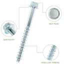 1/2" x 6" Concrete Screws (12 Pack) 1/2 inch Concrete Anchor Bolts for Masonry, Cement, Brick or Block, Zinc Plated