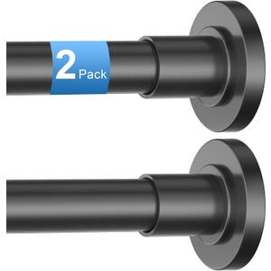 CorkLatta 2 Pack Black Shower Curtain Rod 31 to 80 Inch,1 Inch Diameter Adjustable Spring Tension Stainless Steel Telescopic Rod,Easy Install,No Rust