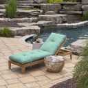 Arden Outdoor Plush Modern Tufted Chaise Cushion, 76 x 22, Rain-Proof, Fade Resistant, Tufted Cushion for Chaise Lounger Aqua Leala