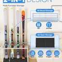 Mondazie Ski Storage Rack for Garage Freestanding Ski Holder for 4 Pair Skis, Boot, Helmet, Goggles, Indoor Snowboard Rack Organizer Stand for Home, Shed, Basement, White