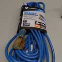 Southwire Coldflex Light Duty Extension Cord - 16/3 Gauge SJTW - Lighted Ends for Power Visibility - Reinforced Blades for Safety - Flexible in Extreme Cold - Blue - 25 Feet
