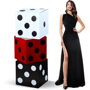 Geelin 1 Pcs 5 ft Casino Night Vegas Party Game Theme Party Decoration Dice Box Cardboard Stand-up Cutout Freestanding Casino Photo Prop for Poker Night Parties Decoration