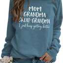 JBF Cloth Mom Grandma Great Grandma Sweatshirts Womens Graphic Casual Long Sleeve Lightweight Pullovers Tops (Blue, XL)