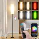 Frideko Floor Lamp for Bedroom,Modern Standing Lamp with RGB Smart LED Bulb & Brightness Dimmable,Floor Lamps with Remote,Corner Floor Lamps for Living Room Office,Foot Switch,Beige Lampshade