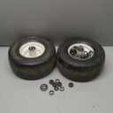 13x6.50-6 Flat Free Lawn Mower Tires and Wheels 3/4" 5/8" 1/2" Ball Bearings, 13x6.5x6 Zero Turn Mower Front Tires, Smooth Tires for Commercial Grade Lawn 5.5"-7.5" Adjustable Centered Hub (White)