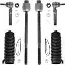 6pcs Front Steering Kit Tie Rod End Inner and Outer and Boots for 2WD Chevy Silverado 1500 GMC Sierra 1500 1999-2006