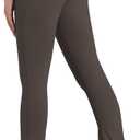Sunzel Mini Flare Leggings for Women V Crossover Mid Rise Workout Flared Yoga Pants with Tummy Control and Wide Leg (Medium, Seal Brown)