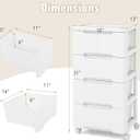 Plastic Storage Drawer Cart, Mobile Utility Cart, Home Craft Organizer with 5 Drawers & Lockable Wheels, Slim Rolling Storage Cart for Living Room, Bathroom, Dorm & Office (16”L x 13”W x 31”H)