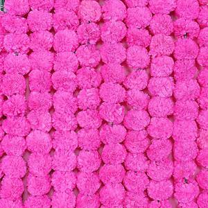 Premium Quality Artificial Marigold Flower Garlands 5 Feet Long Each for Parties Indian Weddings Theme & Home Decoration Photo Prop Festival (Color : Pink) (Pack of 5)