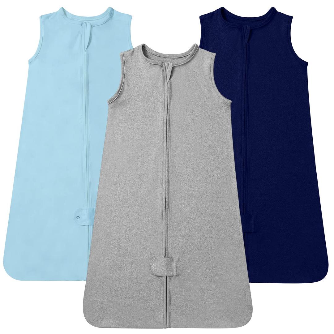 TotAha Sleep Sack 3-6 months 3 Pack, Ultra-Soft,Light Infant Wearable Blanket Baby Sleeping Bag with 2-Way Safe Zipper for Boy Girl, 0.5 TOG
