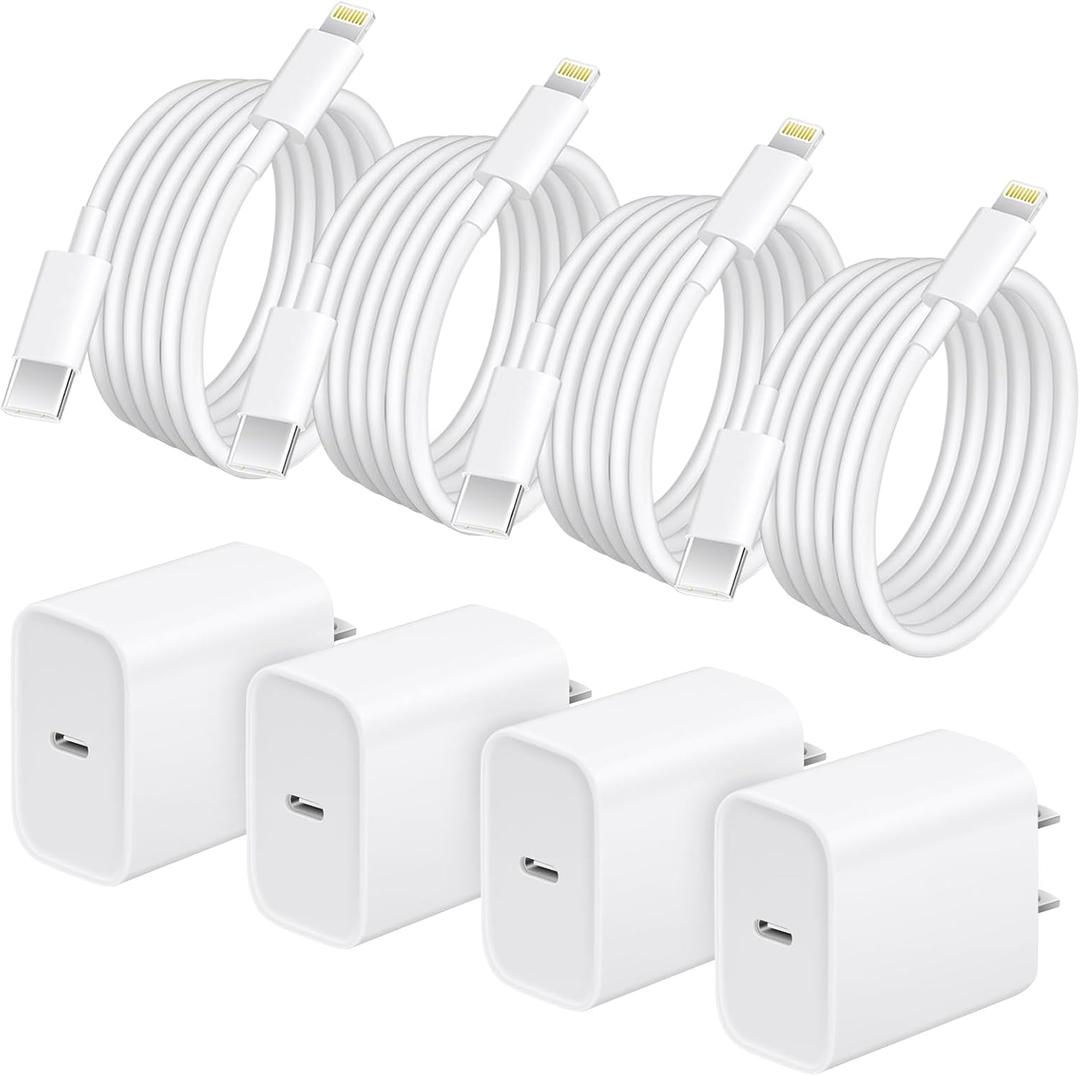 AISNI 4 Pack 6 ft Fast Charger Cord Compatible with iPhone Charger Fast Charging Block 20W PD USB C Charger Fast Charger for iPhone 14/13/12 Pro Max, 14 Plus,XR,XSMAX-White