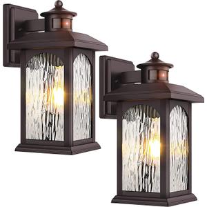 2 Packs Motion Sensor Outdoor Lights - Brown Dusk to Dawn Outdoor Lighting, Oil Rubbed Bronze Exterior Light Fixtures, Waterproof Porch Lights Wall Sconce for House, Garage, Entryway Anti-Rust
