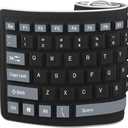 sungwoo Foldable Silicone Keyboard USB Wired Waterproof Rollup Keyboard for PC Notebook Laptop (Black+Grey)