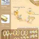 Gold Earrings for Women Flat Back Earrings Hypoallergenic Earring Stacks | 14K Gold Plated Surgical Stainless Steel Earring Set Chain Cartilage Earrings - Helix Piercing Jewelry for Women Trendy Gold