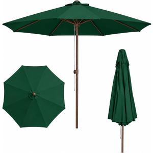 9FT Patio Umbrella, Outdoor Table Umbrella with Rope Pulley Lift, 3 Adjustable Heights, Market Umbrellas for Backyard, Pool and Deck, UPF50+