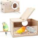 Parakeet Nesting Box - Visual Wooden Bird Nest Breeding Box - Bird Cage House with Perch for Lovebirds Cockatiel Budgie Finch Parrot