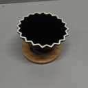 Ceramic Coffee Dripper Pour Over Coffee Maker with Wood Stand Elegant Flower Shape Filter (Black)