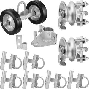 Rolling Gate Hardware Kit, Heavy Duty Sliding Gate Kit, Galvanized Sliding Gate System with 6" Double Wheel Carrier, Flat Plate Mount (Wood/Wall)