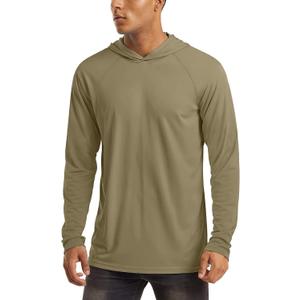 MAGCOMSEN Men's Hooded UPF 50+ Sun Protection T Shirts Long Sleeve Athletic Fishing Shirts Rash Guards (Green, L)