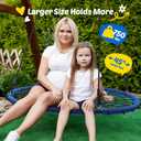 Trekassy 45" 750lbs Spider Web Tree Swing for Kids & Adults, Outdoor Steel Frame Saucer Net Swing with Swivel, Adjustable Ropes + 2 Tree Hanging Straps - Blue (Patented)