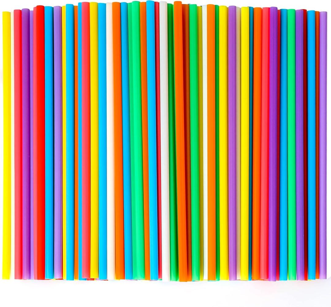 500 Pcs Colorful Disposable Drinking Plastic Straws.(0.23'' diameter and 8.26" long)-8 Colors