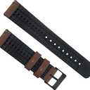 BARTON Leather and Rubber Hybrid Straps with Integrated Quick Release Spring Bars - 316L Stainless Steel - Choose Color - 18mm, 20mm & 22mm Watch Bands (Walnut & Black Buckle)