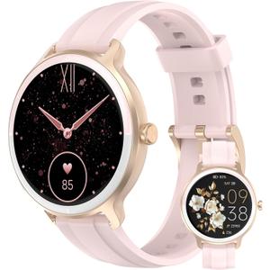 PROTKPETS Smart Watches for Women Men 1.27" HD Fitness Tracker with Heart Rate/Sleep/Step/SpO2 Monitor, IP68 Waterproof Watch for Android iOS (Pink)