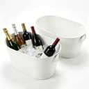 4 Gallon Galvanized Beverage Tub, 2 Pcs Heavy-Duty Ice Buckets Large Galvanized Drink Buckets with Handles for Catering Bars Parties (White-2PCS)
