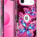 Miqala for iPhone Air Case/iPhone 17 Air Case,Glow in The Dark Three Layer Heavy Duty Shockproof Protection Hard Plastic Bumper+Soft Silicone Case for iPhone 17 Air,Hot Red