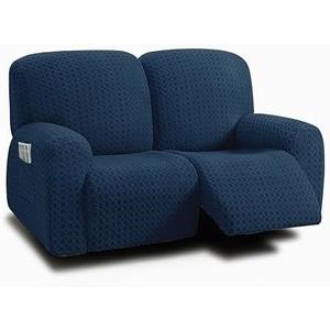 ULTICOR Reclining Loveseat Slipcover, 48" - 65" L, 6-Piece Jacquared Stretch Loveseat Reclining Sofa Covers, 2 seat Loveseat Recliner Cover, Thick, Soft, Washable (Style 2) (Navy)
