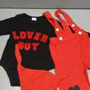 Douhoow Baby Boy's Valentines Day Outfits Lover Boy Embroidery Baby Romper Susupender Overall Pants With Hat (Black, 3-6 Months)