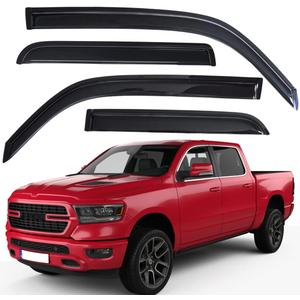 Lightronic Extra Durable Outside-Mount Auto Vent Window Visor, Fits 2019-2025 Ram 1500 Crew Cab (New Body Only, EXCLUDES 1500 Classic), UV-Protect Rain Guard, Original Wind Deflector, Smoke, 4-Pcs