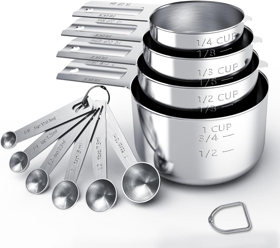TILUCK Stainless Steel Measuring Cups & Spoons Set, Cups and Spoons,Kitchen Gadgets for Cooking & Baking (10), Medium