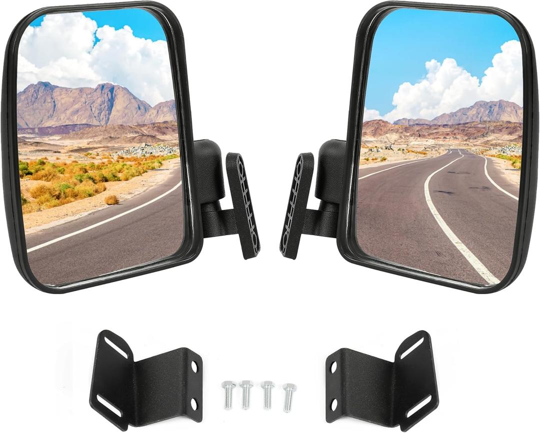 Side View Mirror Set Compatible with 2013+ Polaris Ranger XP 900 Lock N Ride Cab Frame (Not for Round Roll Bars) Rear View Rearview Mirrors Left & Right