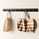 Black Wall Mounted Coat Rack- 2 Modular Rails (25'' Total), 8 Right-Angle Hooks, Modern Organizer for Entryway, Bathroom, Bedroom, Holds Coats, Towels, Hats