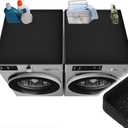 Washer and Dryer Silicone Covers for the Top, Non Slip Black Grey Silicone Mat for Washing Machine and Dryer Top Protector, Dust-Proof Washer Dryer Cover Pad (Black, 23"/23" ,2PCS)