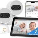 Simsky Baby Monitor with 2 Cameras, 7" UHD Split-Screen Touch Display | 4MP Dual Cameras with Wall Mount, 6X Zoom | AI Detection, App Remote Access, 32GB Local Storage, Hack-Proof Encryption