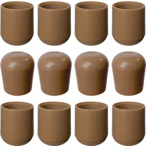 Folding Chair Leg Caps Beige 7/8 Inch - Heavy Duty Nylon Chair End Caps, Non-Marring Round Hardwood Floor Protectors, Compatible Replacement Plugs for Metal and Padded Folding Chairs Tips (12 Pack)
