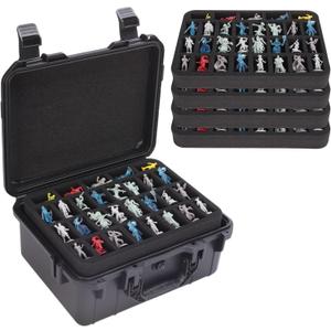 Sturdy Hard Shell Miniature Figure Storage Case with 4 Foam Layer, 116 Slot Miniatures Transport Case Compatible with Warhammer 40k and DND Minis, RPG Miniature Carrying Case
