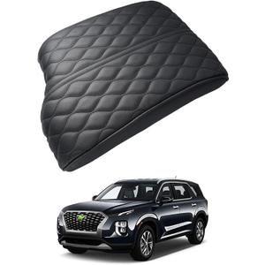 Autorder Center Console Cover for Hyundai Palisade 2020 2021 2022 2023 2024 2025 2026 Accessories Armrest Cover Anti-Scratch Middle Console Pad Leather Armrest Cushion Protector Black
