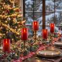 Homemory Red Glass Flameless Candles, Battery Operated LED Pillar Candles with Remote Control and Timer, Radiance Candles, Real Wax, Set of 3,D3 xH4 5" 6"