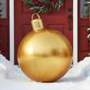 Jetec 4 Pcs 17" Christmas Inflatable Ball Ornament with Glitter Cloth Cover, Large PVC Xmas Blow up Ornaments Holiday Blow Ball for Yard Outdoor Lawn Porch Decorations (Round,Gold)