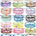 Tuanse 75 Pcs Friendship Bracelets for Women Surfer Wave Bracelet Handmade Ocean Wave Adjustable Anklets Waterproof Woven Beach Summer Bracelets for Women Cute Aesthetic Strand Bracelets Jewelry